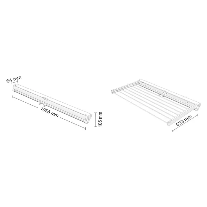 Artweger Wandwasrek ARTDRY 100 - Lengte waslijn: 8,7 m, Wit, Breedte: 105,5 cm