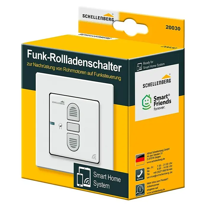 Schellenberg Smart Home Funk-Empfangsschalter - 80 x 80 x 40 mm, Weiß, Unterputzmontage - Diagonale Ansicht