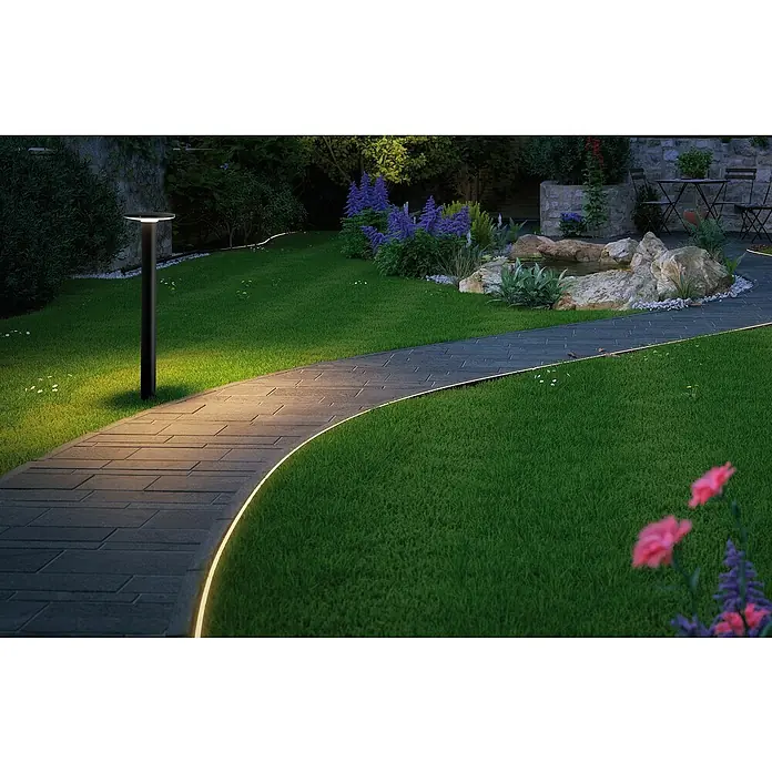 Paulmann Plug & Shine LED-Außenleuchte Plate - 1-flammig, 6 W, Warmweiß, IP44 - Stimmungsaufnahme