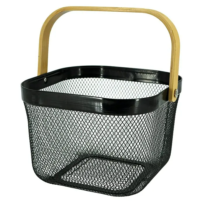 Metallkorb - L x B x H: 18 x 25 x 25 cm, Metall, Schwarz - Diagonale Ansicht