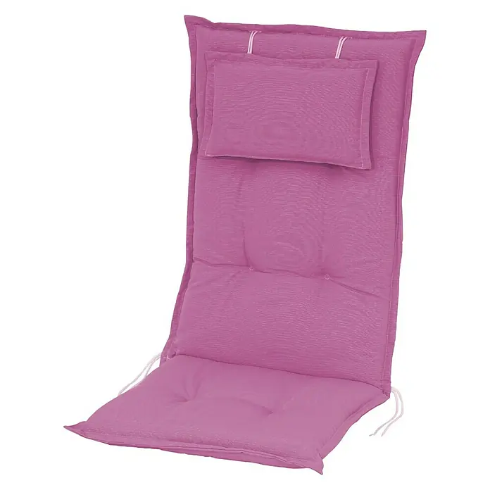 Sunfun Exclusive-Line Stuhlauflage - Hochlehner, Coral, 100 % Polyester - Diagonale Ansicht