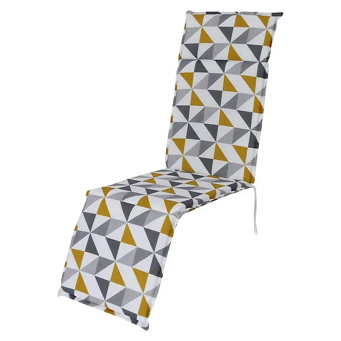 Sunfun Esdo Stuhlauflage Relaxsessel - Gelb/Beige/Grau, L x B x H: 174 x 50 x 4,5 cm, Polyester - Diagonale Ansicht