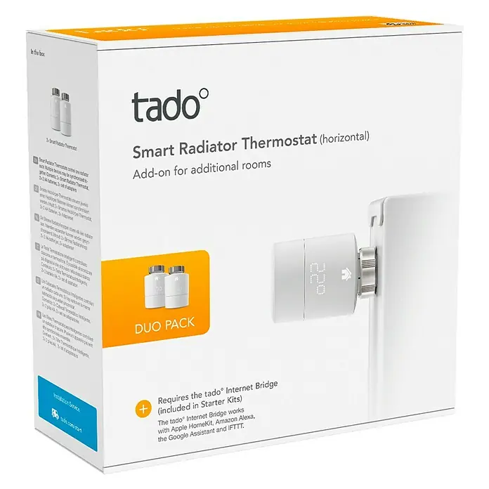 Tado Smartes Termostato de radiador - 2 ud., M30 x 1,5 mm, Funciona con pilas - Vista angular