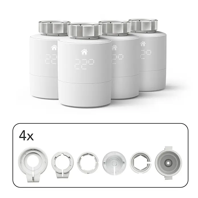 Tado Smartes Termostato de radiador - 4 ud., M30 x 1,5 mm, Funciona con pilas