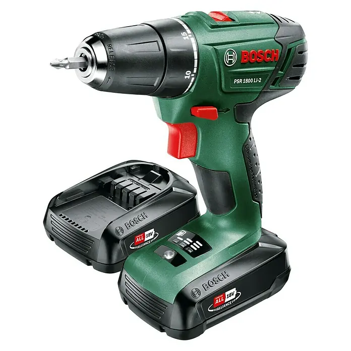 Bosch Maschinen-Set Cordless Tool Kit - Akkuspannung: 18 V, Anzahl Akkus: 2 Akkus, Kapazität: 2,5 Ah, Inhalt: 7 -tlg. - Diagonale Ansicht