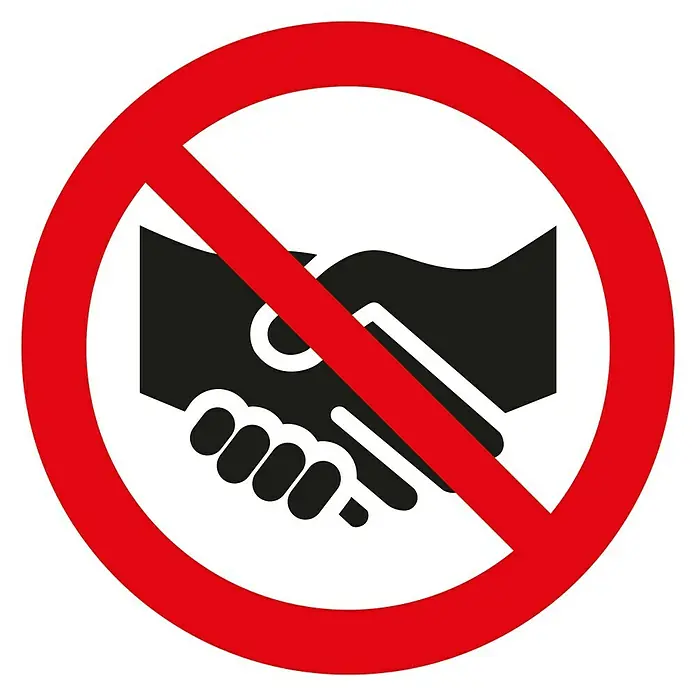 Pickup Señal de prohibición - Diámetro: 180 mm, Prohibido darse la mano, Rojo/Blanco - Vista superior