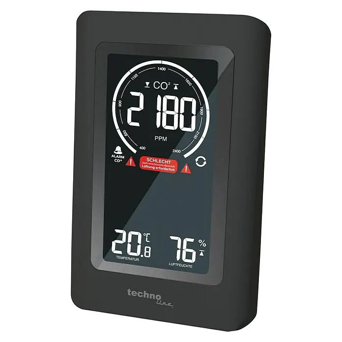 Technoline Monitor za kvalitetu zraka WL1030 - Digitalni zaslon, 50 x 94 x 145 mm - Dijagonalni pogled