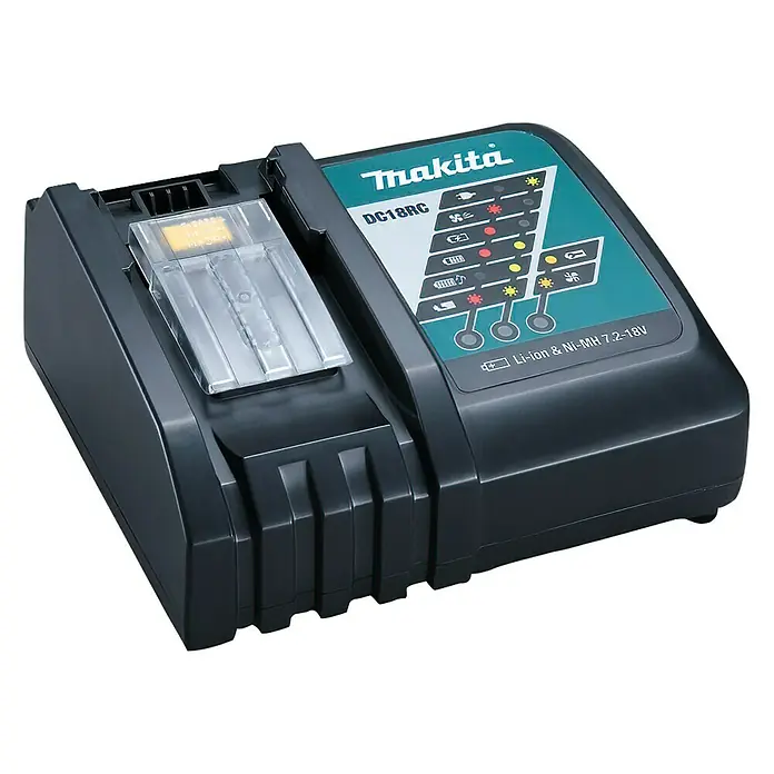 Makita Akku-Schlagbohrschrauber DHP453RFEW - 18 V, 2 Akkus, 3 Ah, Leerlaufdrehzahl: 0 U/min - 1.300 U/min - Diagonale Ansicht