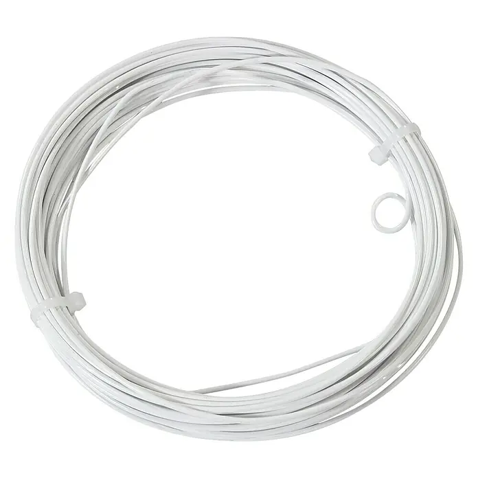 Cable de acero - 10 m, Blanco, Recubierto de PVC - Vista descendente