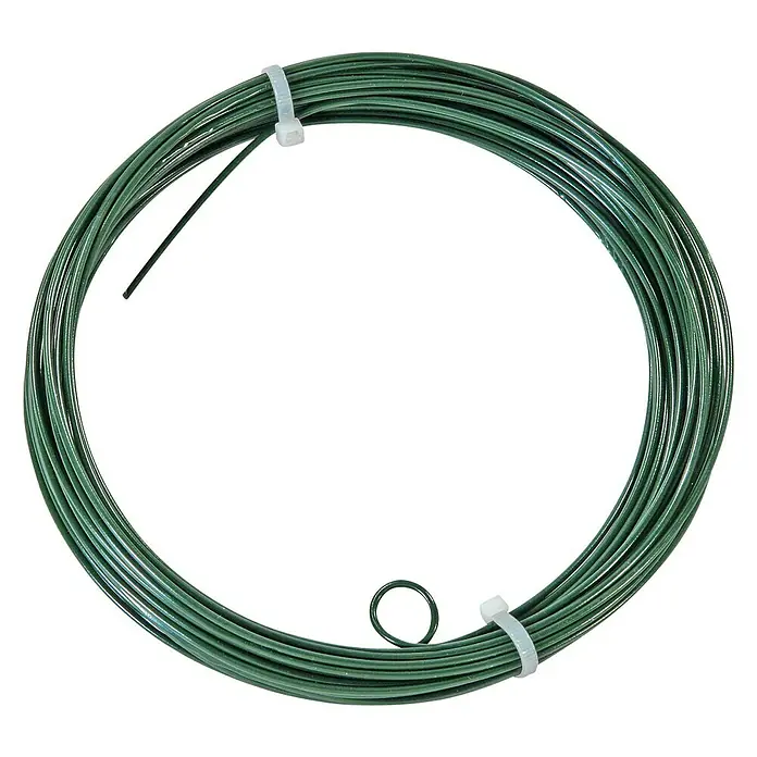 Cable de acero - 10 m, Verde, Recubierto de PVC - Vista descendente