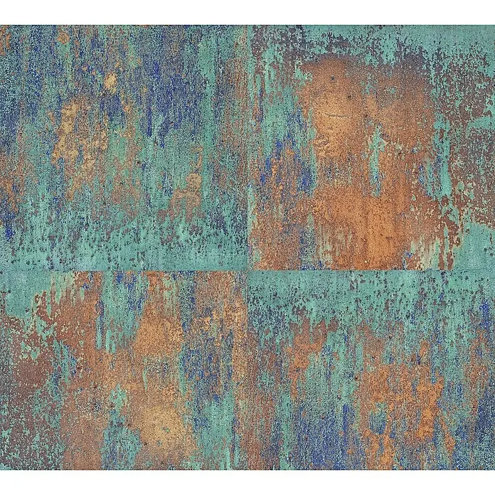 AS Creation Elements Vliestapete Rostoptik - Blau/Braun/Kupfer, Metalloptik, 10,05 x 0,53 m - Detailaufnahme