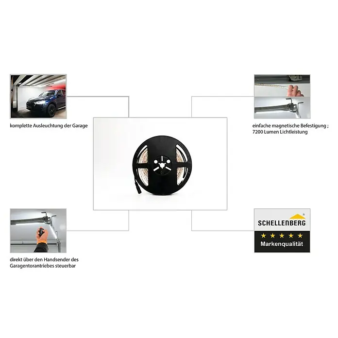 Schellenberg LED-Garagenbeleuchtung Smart Drive - 7.200 lm, Kaltweiß