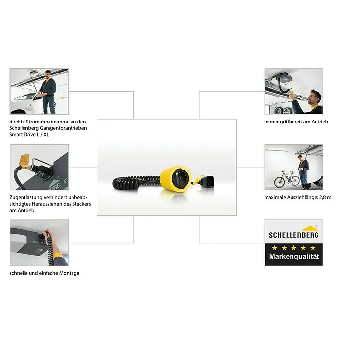 Schellenberg Spiralkabel - 2,8 m, Passend für: Schellenberg Garagentorantrieb Smart Drive L, Schellenberg Garagentorantrieb Smart Drive XL
