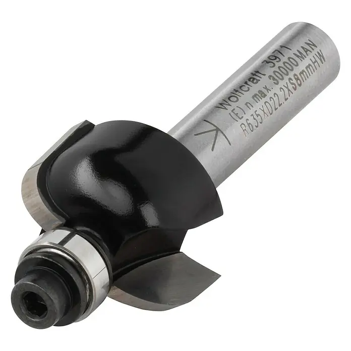 Wolfcraft Halbhohlkehlfräser - Arbeitsdurchmesser: 21,5 mm, Durchmesser Schaft: 8 mm - Diagonale Ansicht