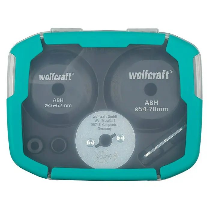 Wolfcraft Aufbohrhilfe-Set - 7 -tlg., Passend für: Lochsägen ab Ø 60 mm - Ansicht von oben