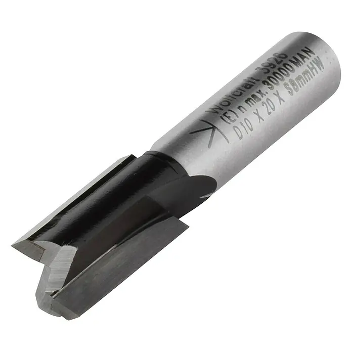 Wolfcraft Nutfräser - Nutbreite: 10 mm, Durchmesser Schaft: 8 mm, Hartmetallbestückt - Diagonale Ansicht