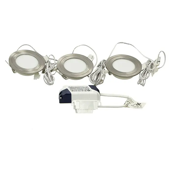Tween Light Set de focos LED empotrables - 9 W, Níquel mate, Blanco cálido - Vista angular
