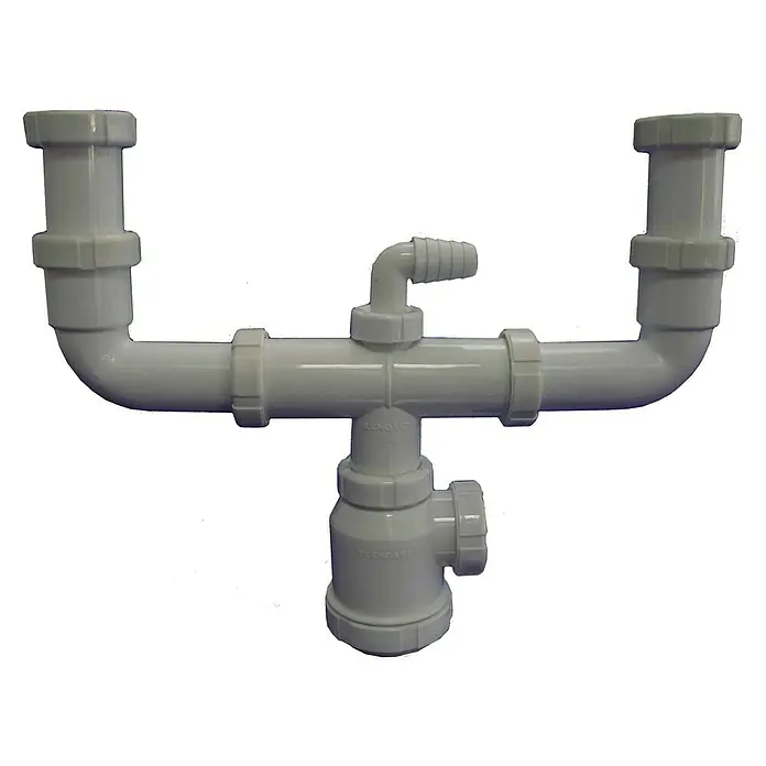 Tecnoagua Sifón doble para fregadero tipo botella con racor esxtensible - 1½", Polipropileno - Vista frontal