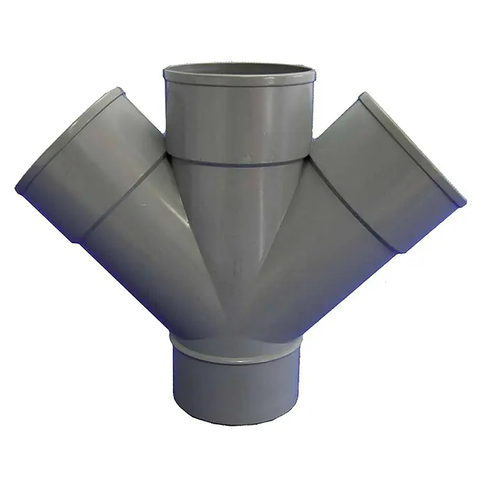 Tecnoagua Derivación PVC doble M-H - 90 mm, 45 ° - Vista frontal