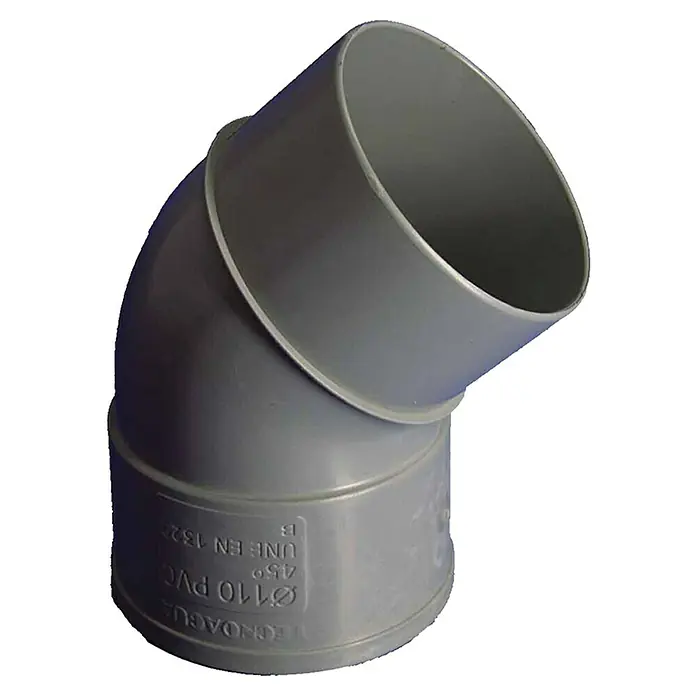 Tecnoagua Codo PVC M-H - 90 mm, 45 ° - Vista angular
