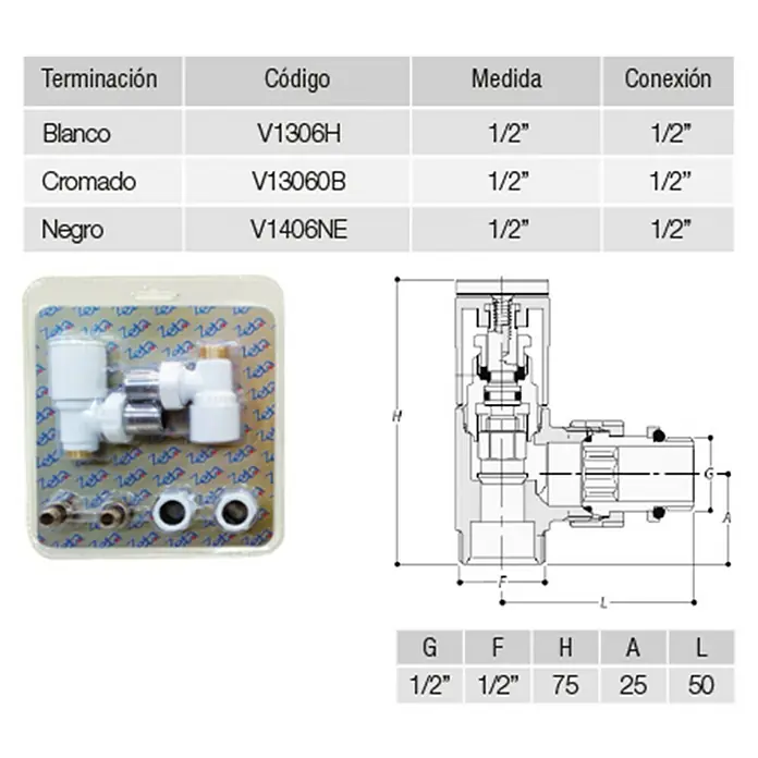 Cicsa Detentor para radiador Deco con vávula - ½″, Cromo