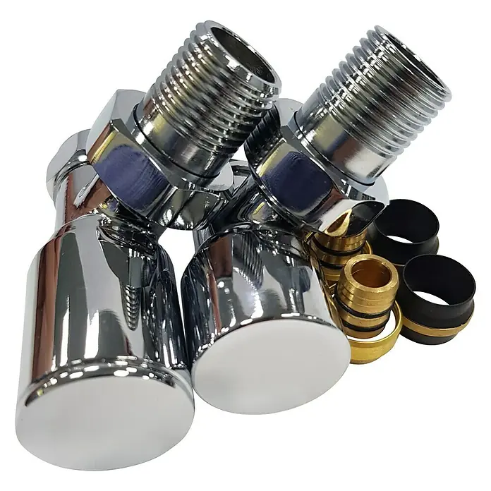 Cicsa Detentor para radiador Deco con vávula - ½″, Cromo - Vista angular