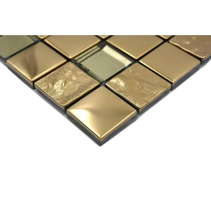 Mosaikfliese Quadrat Crystal XCM 32G03 - 30 x 30 cm, Gold, Glänzend - Detailaufnahme