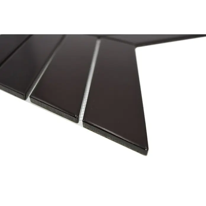 Mosaikfliese Chevron Uni - 31,8 x 22,4 cm, Schwarz, Matt - Detailaufnahme