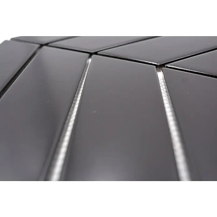 Mosaikfliese Chevron Uni - 31,8 x 22,4 cm, Schwarz, Matt - Detailaufnahme