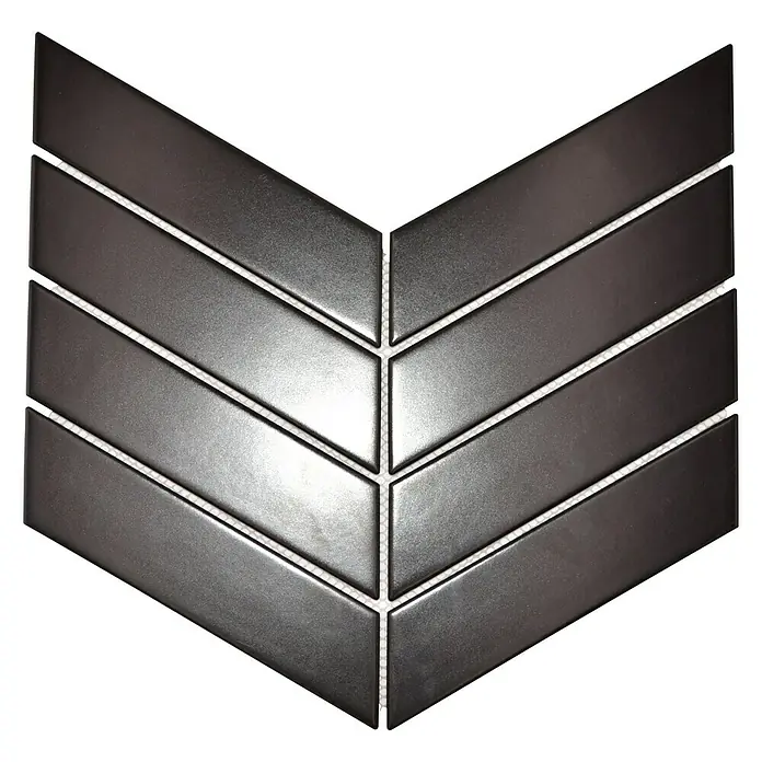 Mosaikfliese Chevron Uni - 31,8 x 22,4 cm, Schwarz, Matt - Ansicht von oben