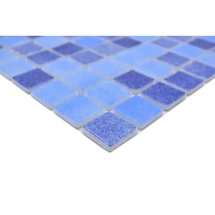 Mosaikfliese Eco Niebla Mix VP1158PAT - 31,6 x 31,6 cm, Mix Blau, Matt - Detailaufnahme