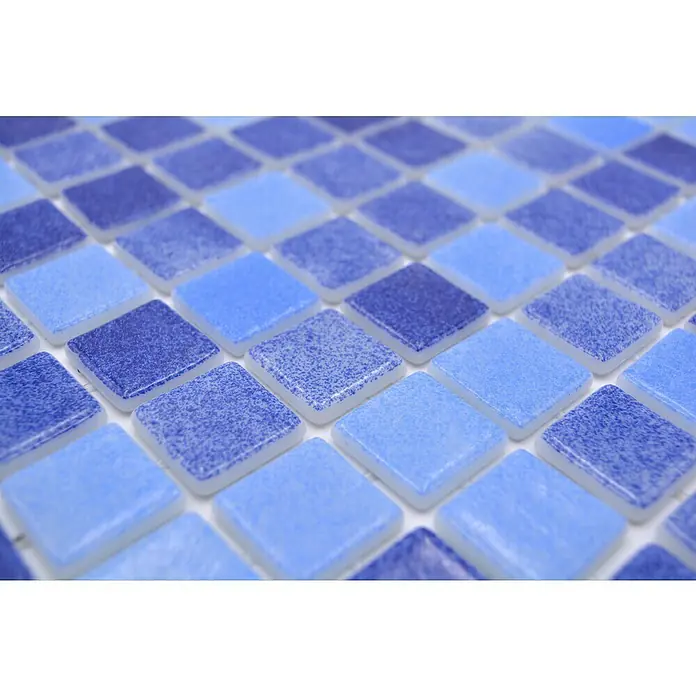 Mozaïektegel vierkant Eco Niebla Mix VP1158PAT - 31,6 x 31,6 cm, Mix blauw, Mat - Close-up