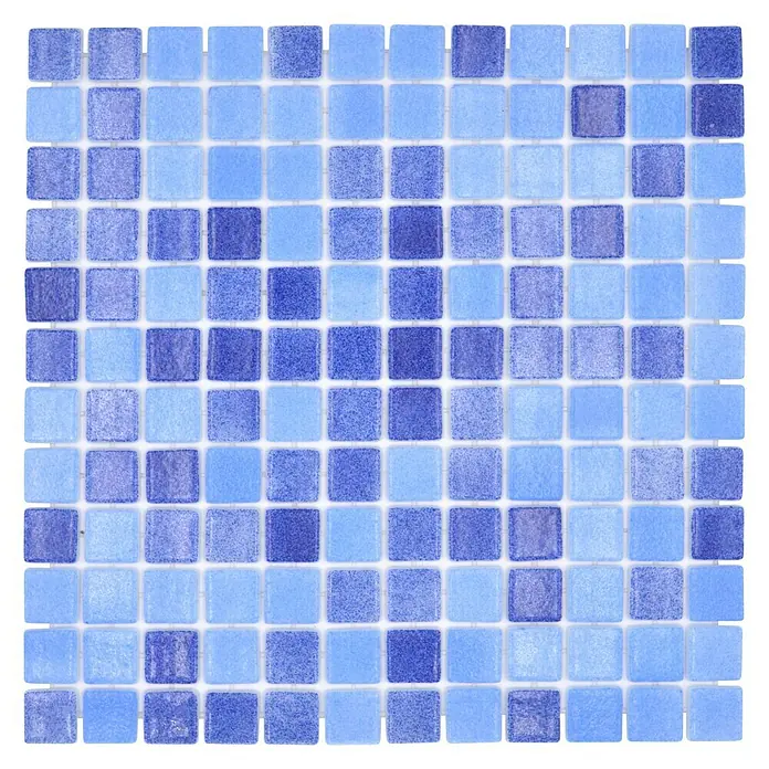 Mozaïektegel vierkant Eco Niebla Mix VP1158PAT - 31,6 x 31,6 cm, Mix blauw, Mat - Top-down weergave