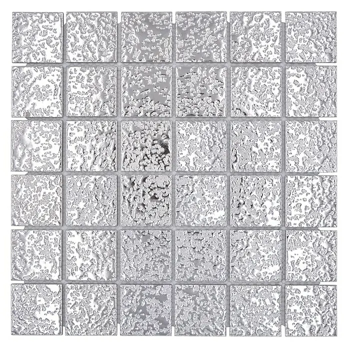 Mosaikfliese Uni SB 595 - 30,6 x 30,6 cm, Silber, Glänzend - Ansicht von oben