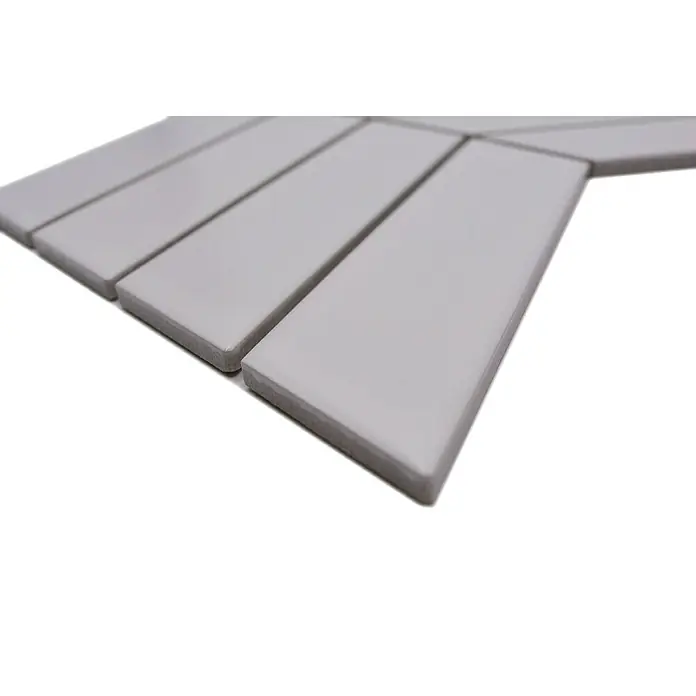 Mosaikfliese Chevron Uni - 31,8 x 22,4 cm, Weiß, Matt - Detailaufnahme