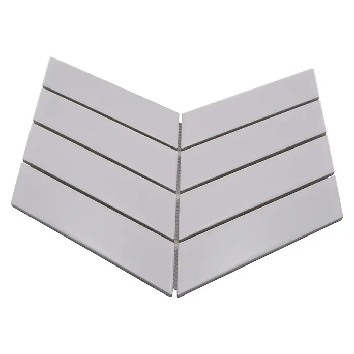 Mosaikfliese Chevron Uni - 31,8 x 22,4 cm, Weiß, Matt - Ansicht von oben