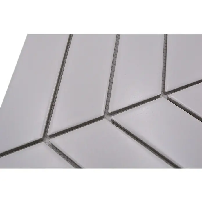 Mosaikfliese Chevron Uni - 31,8 x 22,4 cm, Weiß, Matt - Detailaufnahme