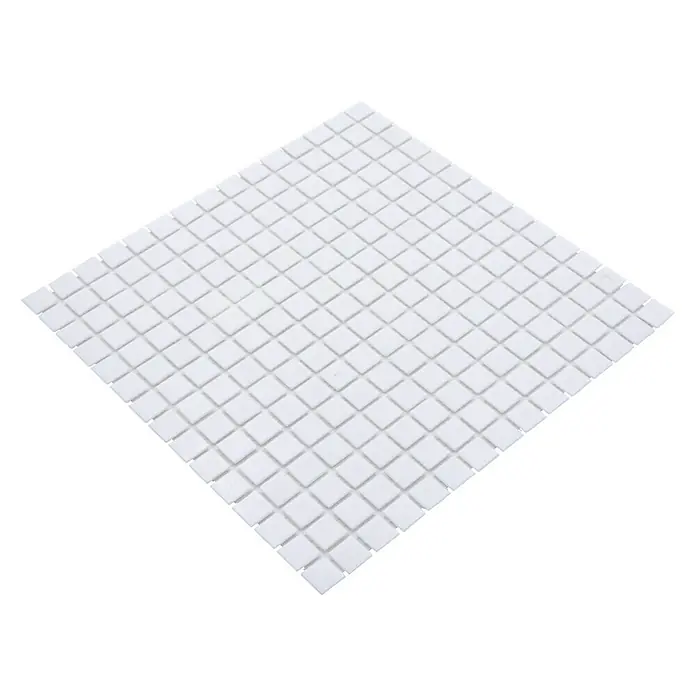 Mozaïektegel vierkant glas Uni GM A 11P - 32,7 x 30,5 cm, Wit, Glanzend - Diagonaal zicht