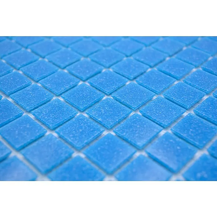 Mozaïektegel vierkant glas Uni GM A 31P - 32,7 x 30,5 cm, Blauw, Glanzend - Close-up