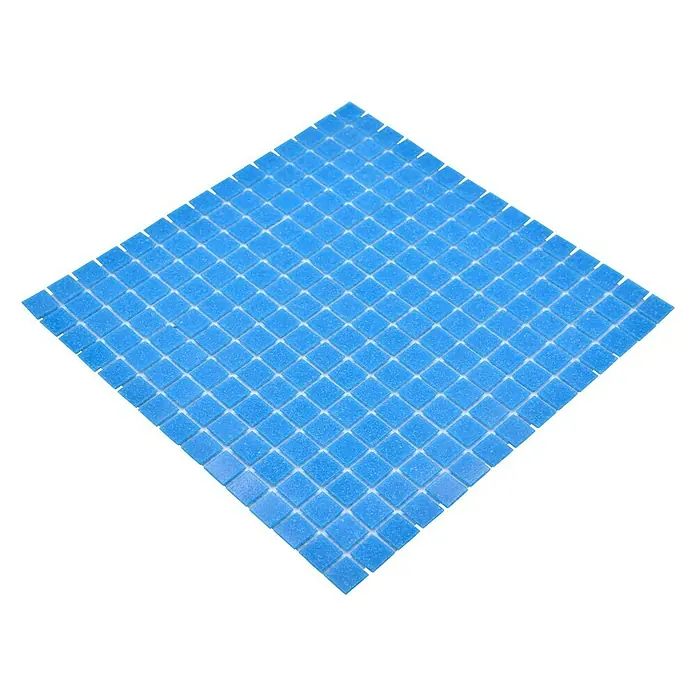 Mozaïektegel vierkant glas Uni GM A 31P - 32,7 x 30,5 cm, Blauw, Glanzend - Diagonaal zicht