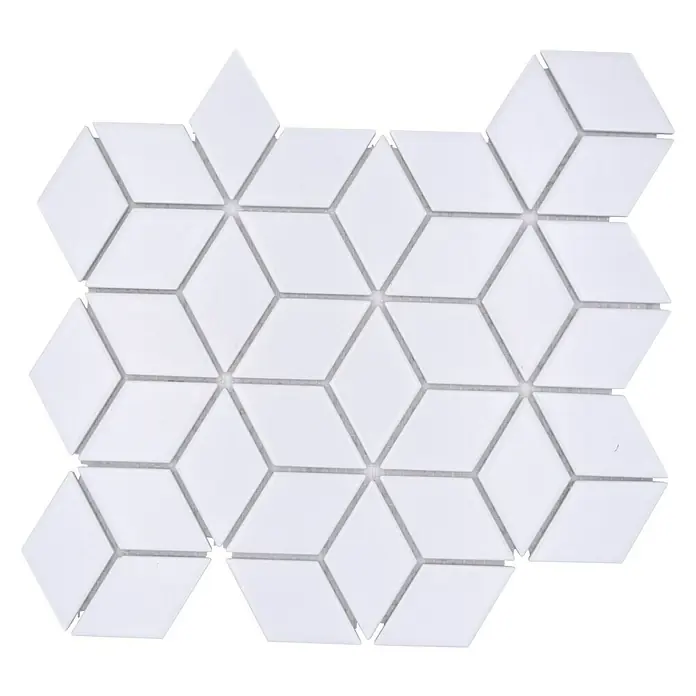 Mosaikfliese Würfel - 26,6 x 30,5 cm, Weiß, Matt - Ansicht von oben