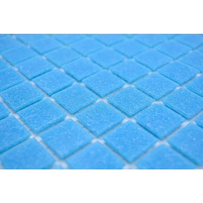 Mozaïektegel vierkant glas Uni GM A 37P - 32,7 x 30,5 cm, Turquoise, Blauw, Glanzend - Close-up