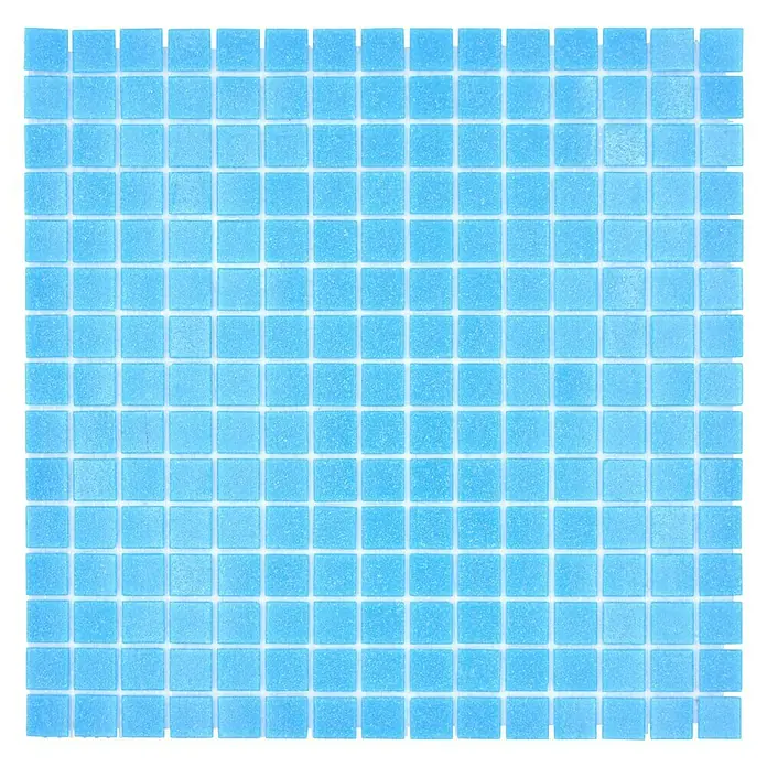 Mozaïektegel vierkant glas Uni GM A 37P - 32,7 x 30,5 cm, Turquoise, Blauw, Glanzend - Top-down weergave
