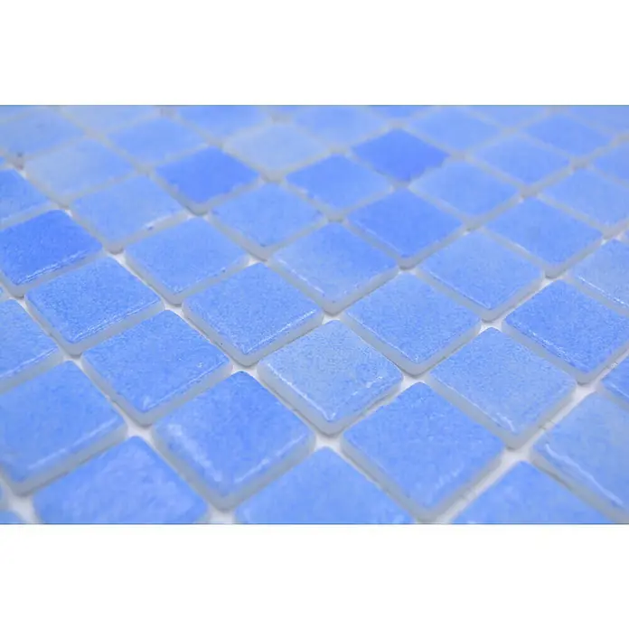 Mozaïektegel vierkant Eco Niebla VP110PAT - 31,6 x 31,6 cm, Mix lichtblauw, Mat - Close-up