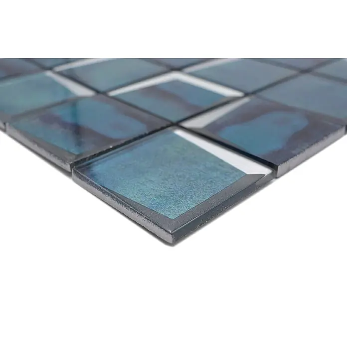 Mosaikfliese Quadrat Crystal XBH B10 - 30 x 30 cm, Blau, Glänzend - Detailaufnahme