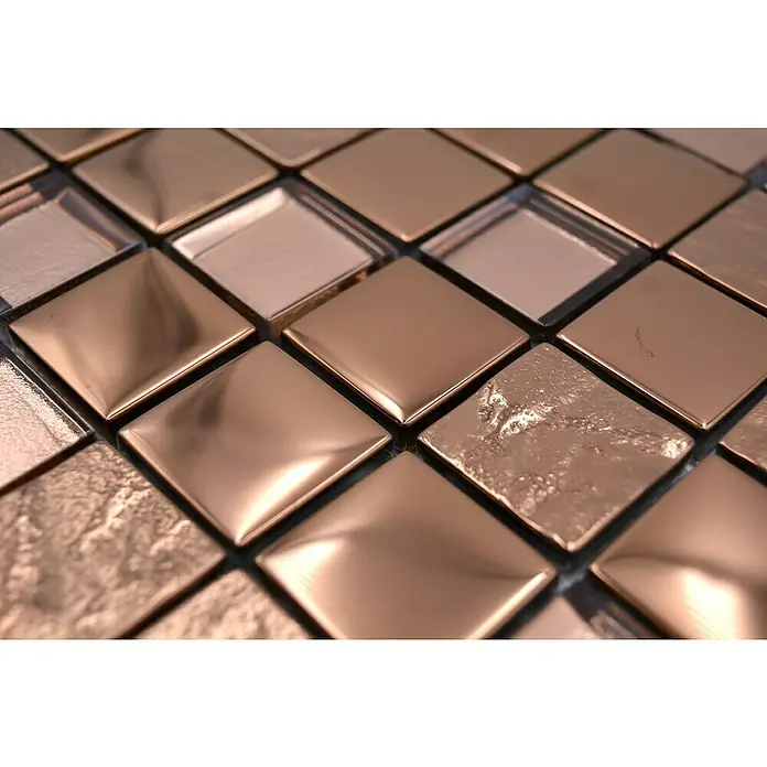 Mozaïektegel vierkant glas XCM 32BR1 - 30 x 30 cm, Brons, Glanzend - Close-up