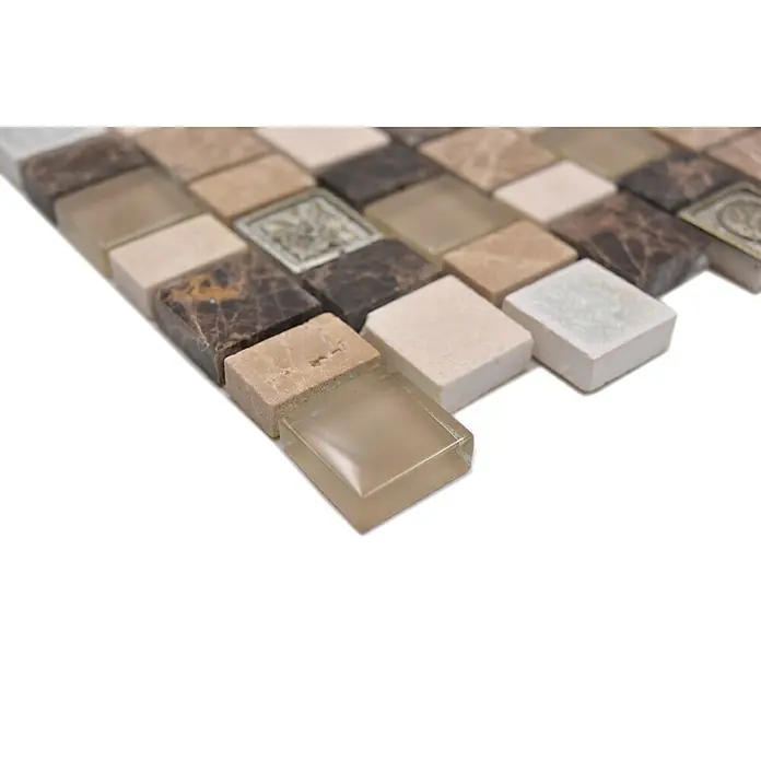 Mosaikfliese Crystal Mix XNM DF2 - 29,8 x 30,4 cm, Beige/Braun, Glänzend - Detailaufnahme