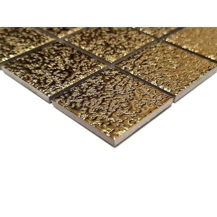 Mosaikfliese Uni GO 484 - 30,6 x 30,6 cm, Gold, Glänzend - Detailaufnahme