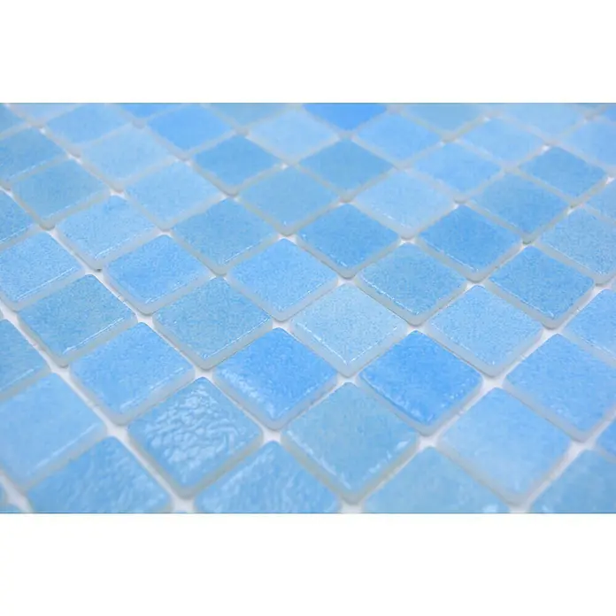 Mozaïektegel vierkant Eco Niebla VP501PUR - 31,6 x 31,6 cm, Turquoise, Glanzend - Close-up