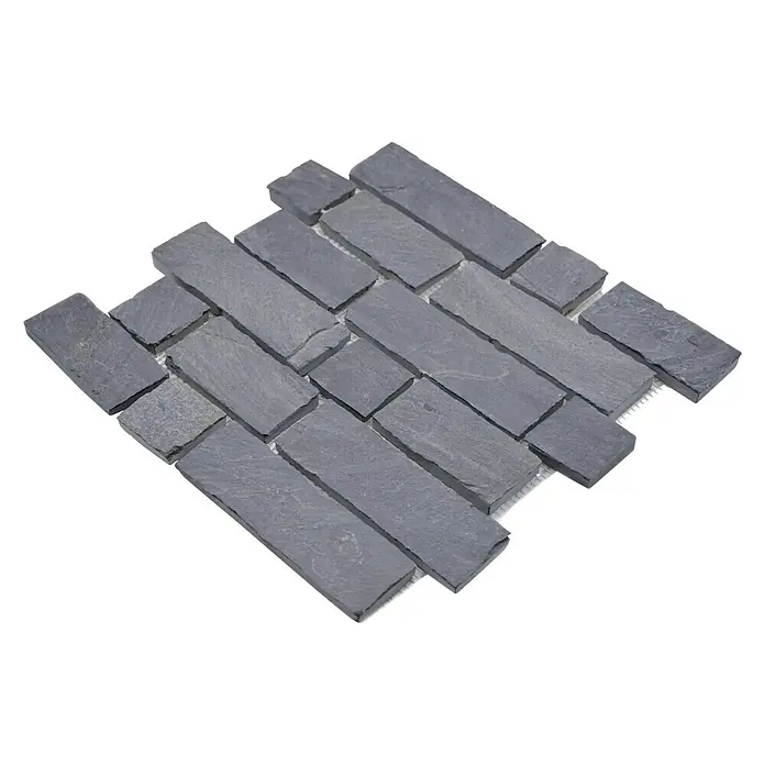 Mozaïektegel brick XMS 547N - 30,5 x 30,5 cm, Zwart, Mat - Diagonaal zicht